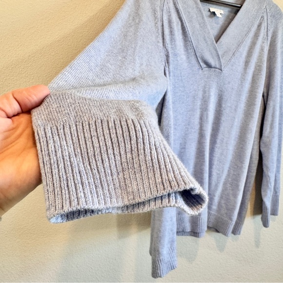 Cozy Minimalist J Jill Shawl Collar V Neck Sweater Tunic Light Blue 2X Coastal - Picture 4 of 8